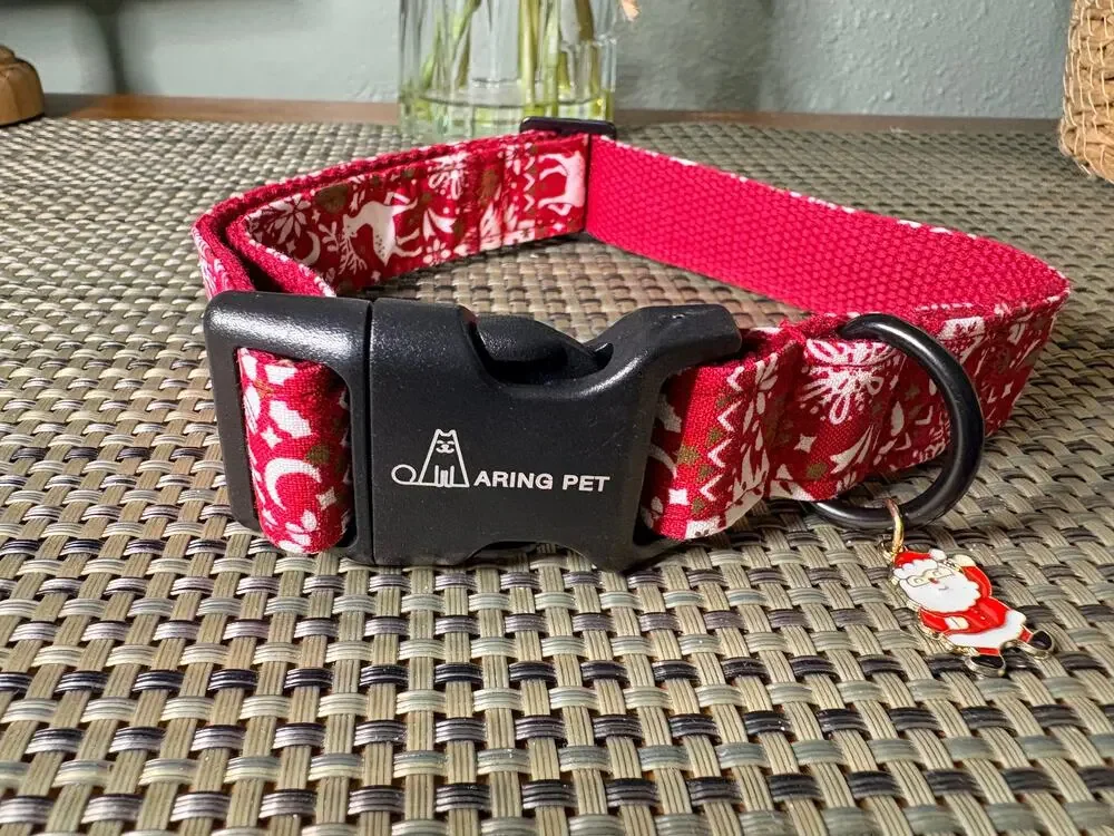 ARING PET Dog Collar Christmas Tree and Reindeer Cotton Pet Collars Size-M